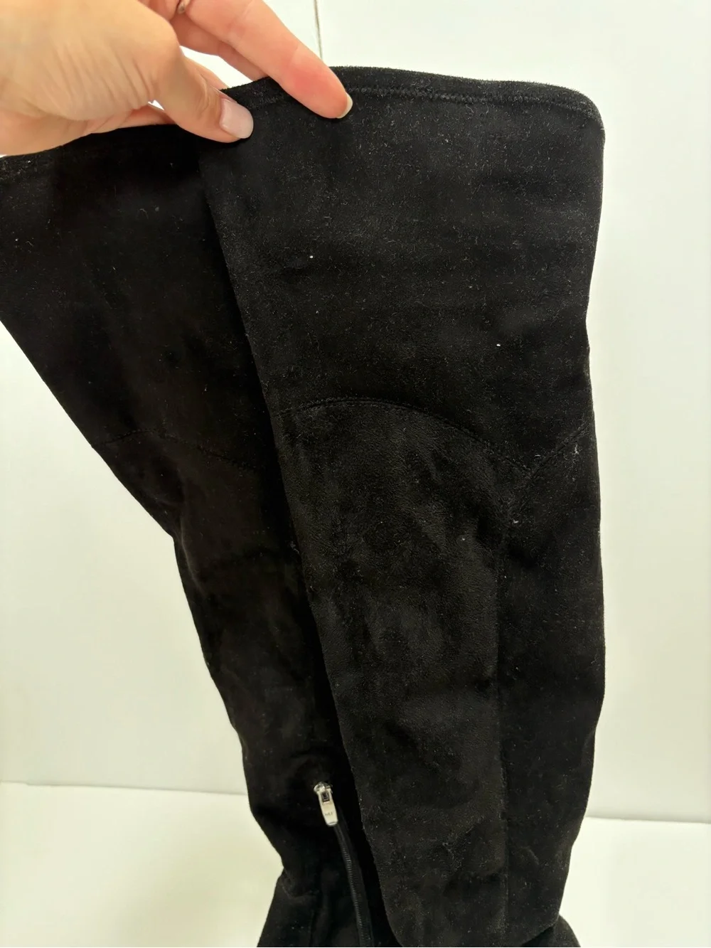Marc Fisher Black Suede Over-the-Knee Boots with Side Zip